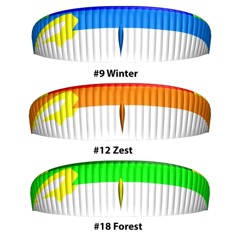 APCO Viva parapente EN-A – extrados en Winter, Zest et Forest